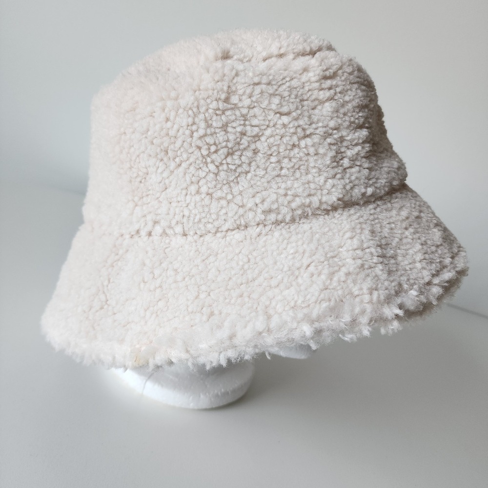 New Look Bucket Hat Womens Cream Borg Fleece Sherpa Winter Cozy Streetwear Y2K‎